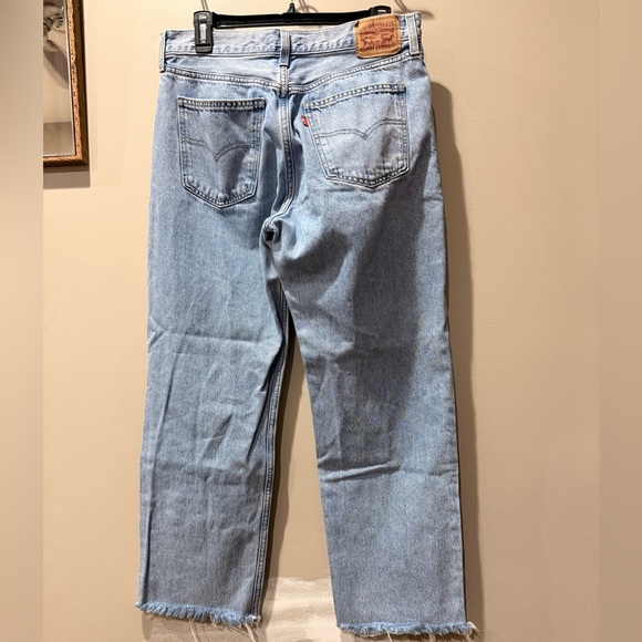Levi's Light Blue Straight Leg Jeans with Distressed Detail - Picture 3 of 3